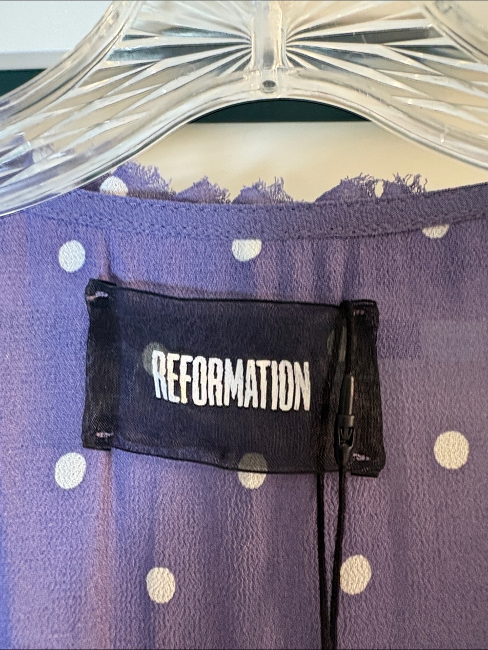 Reformation Lavender Polka Dot Wrap Midi Dress, size Small - Picture 4 of 12
